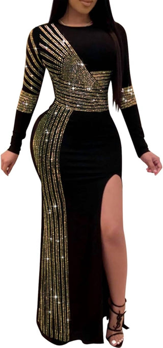 Gaje - Lita Heat Stone High Slit Formal Evening Dress