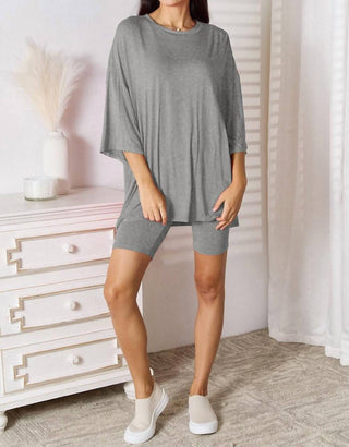 Trendsi - Bamboo Bliss T-Shirt and Shorts Set