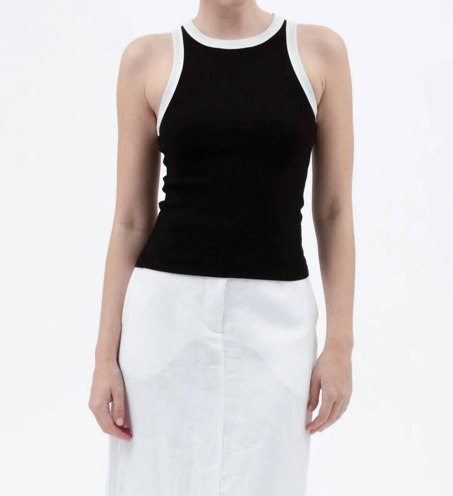 Blu Pepper - Contrast Trim Racerback Knit Tank Top