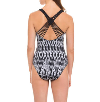 Profile By Gottex - Round Neck Macrame Back One Piece Swimsuit