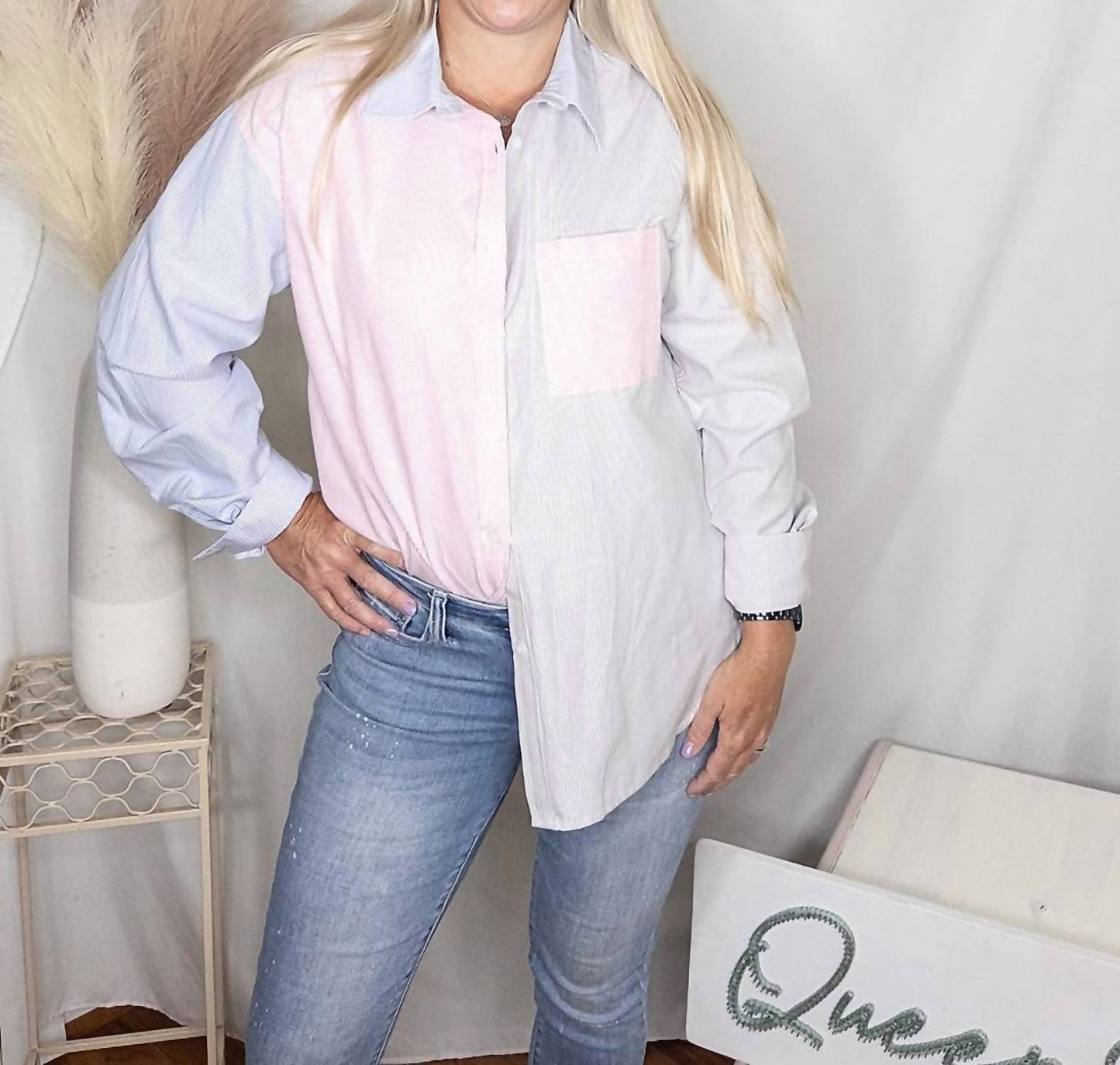 &Merci - Striped Button Up Shirt