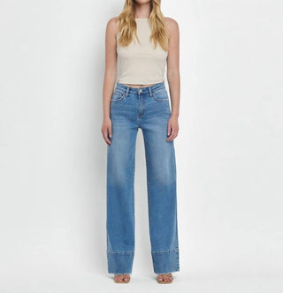 Vervet By Flying Monkey - High Rise Raw Hem Wide Leg A Line Jeans