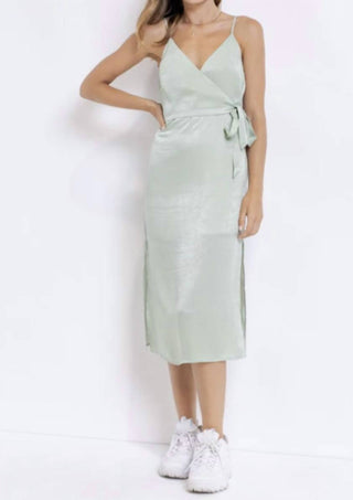 Le Lis - Bust wrapped and tie satin midi dress