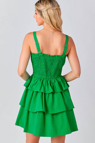 Baby Pink - Allison Smocked Bow Tiered Mini Dress