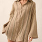 Promesa - Free To Be Pleated Lace-trim Mini Shirt Dress