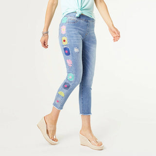Coco + Carmen - OMG Skinny Capri Jeans with Floral Side Embroidery