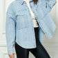 Trendsi - Veveret Button Up Dropped Shoulder Denim Top