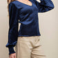 Kori - Velvet Jersey Smocked Top
