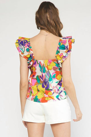 Entro - Floral Square Neck Top