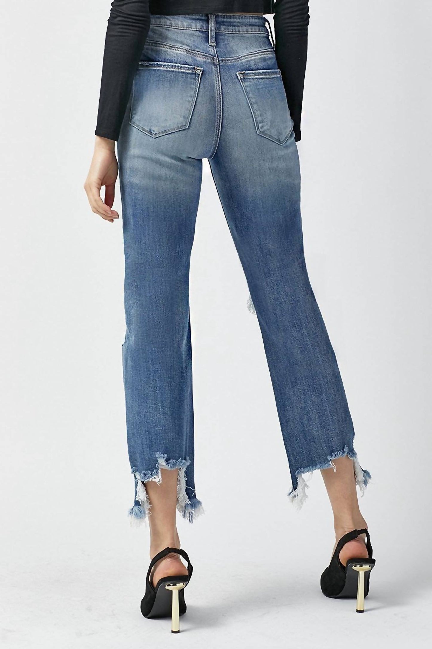 Risen - High Rise Straight Crop Jeans