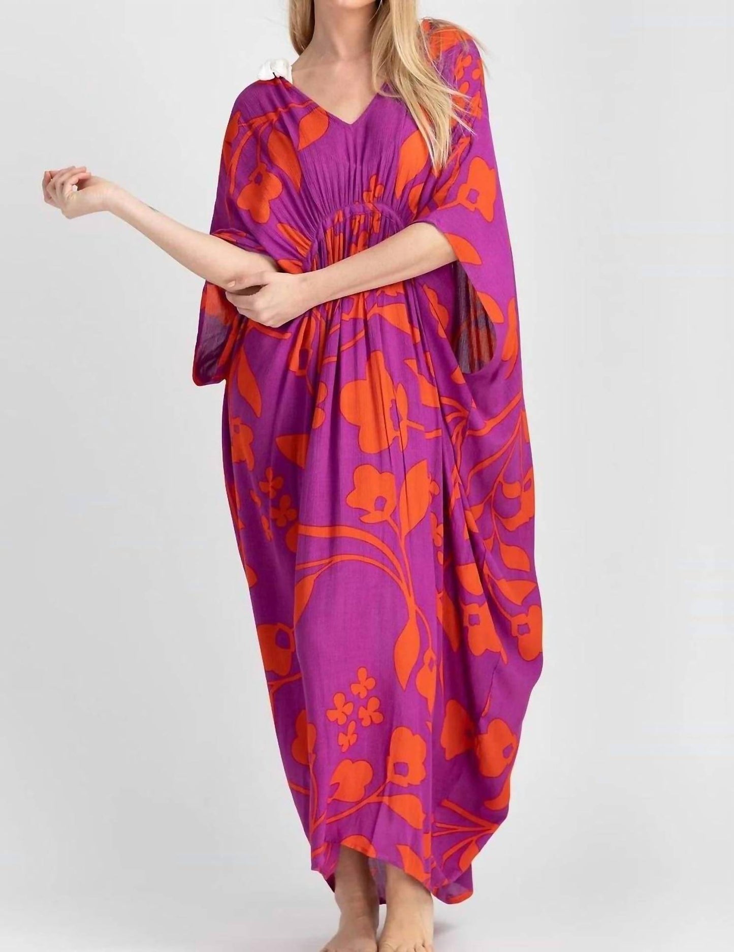 Saachi - Bold Floral Kaftan Dress