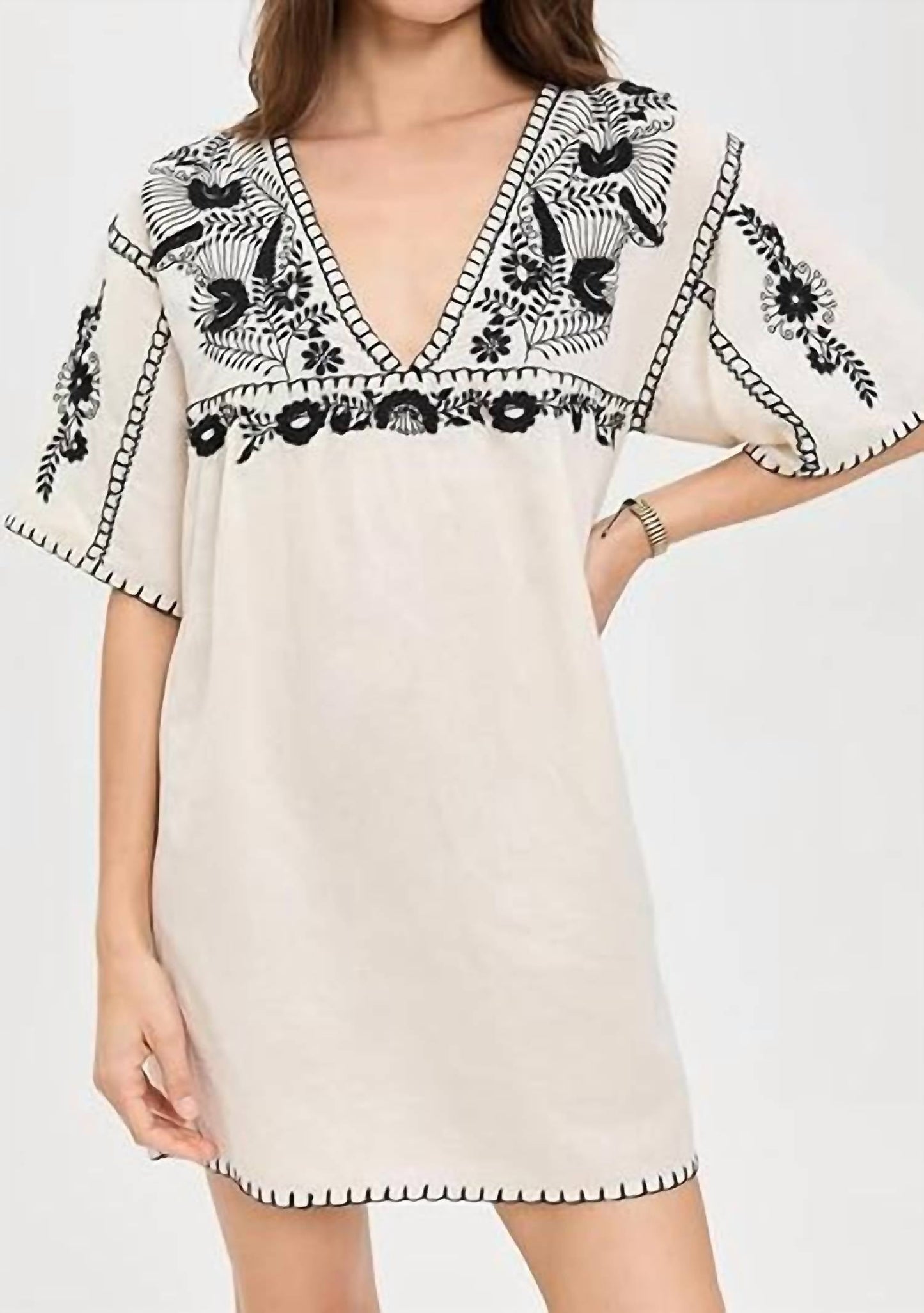Faherty - Embroidered Short Sleeve Mini Dress