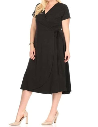 Chris & Carol - V-neck Wrap Midi Dress