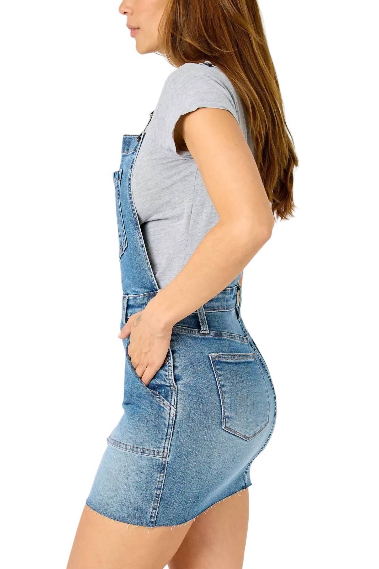 Judy Blue - HIGH WAIST RAW HEM OVERALL DENIM SKIRT