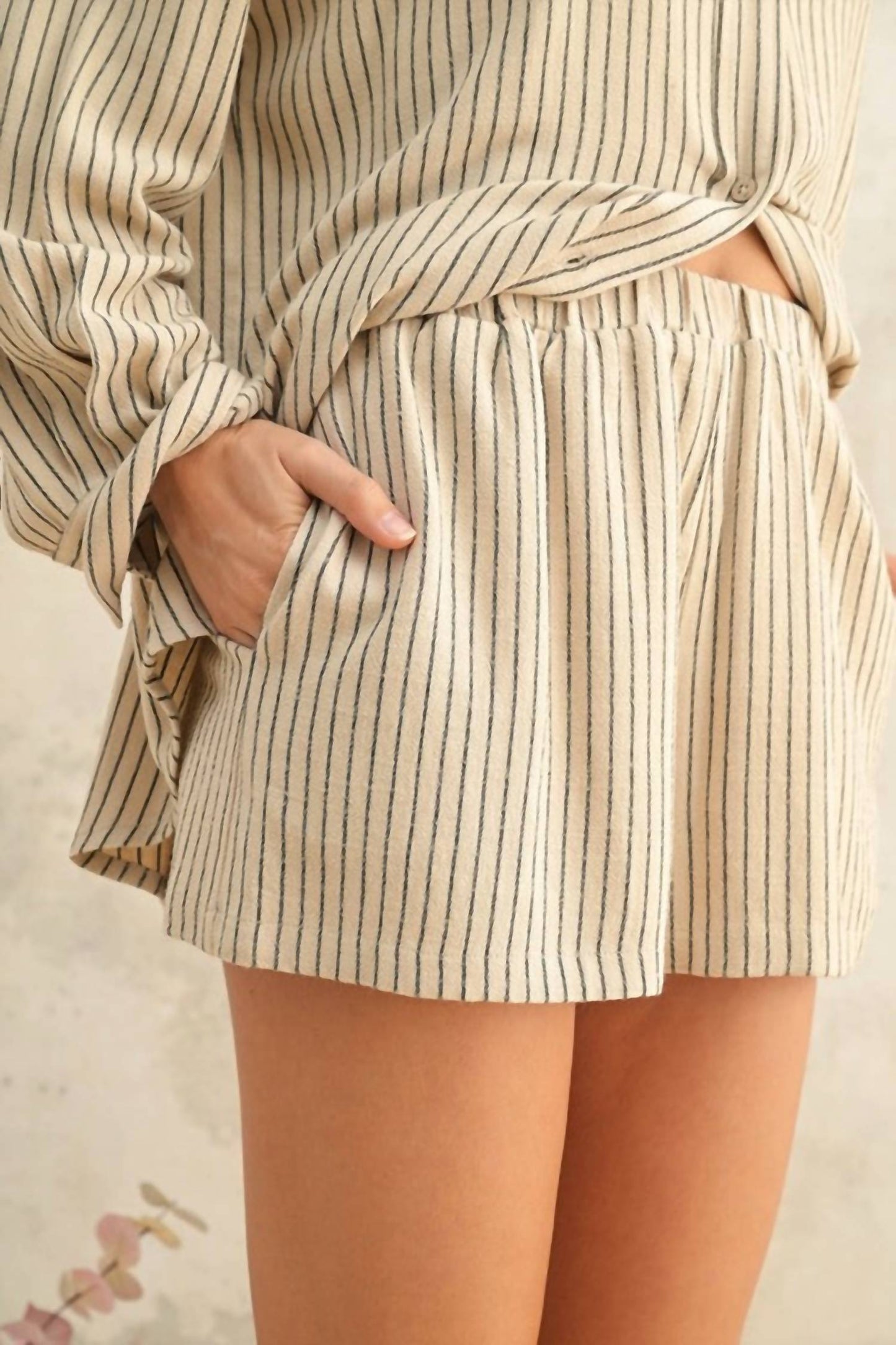 Miou Muse - Women's Striped Elastic Band Shorts