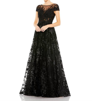 Mac Duggal - Embellished Floral Cap Sleeve Gown