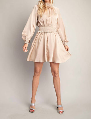 Glam - Angelica Long Sleeve Satin Dress
