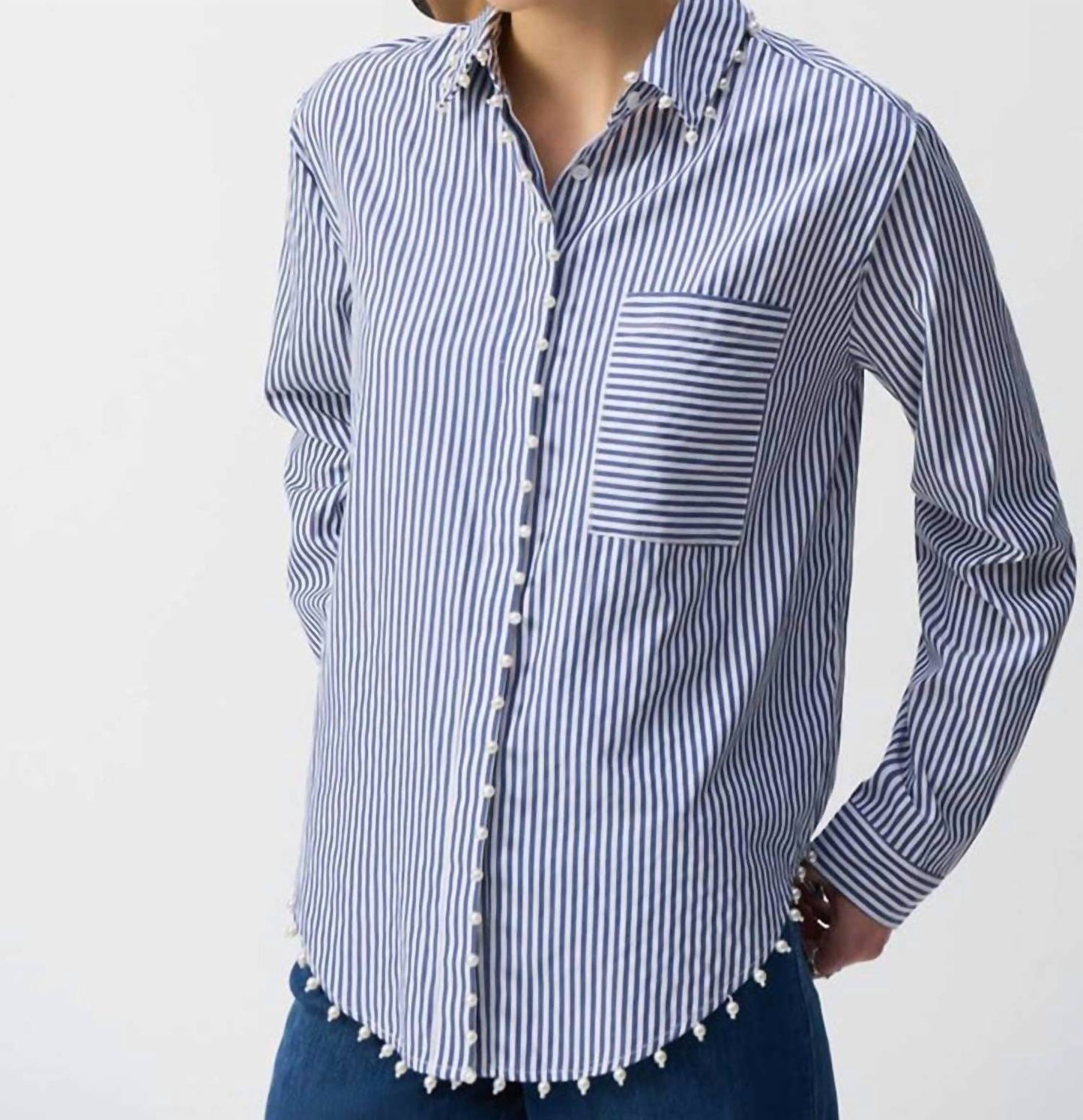 Joseph Ribkoff - Striped Blouse With Pearl Details