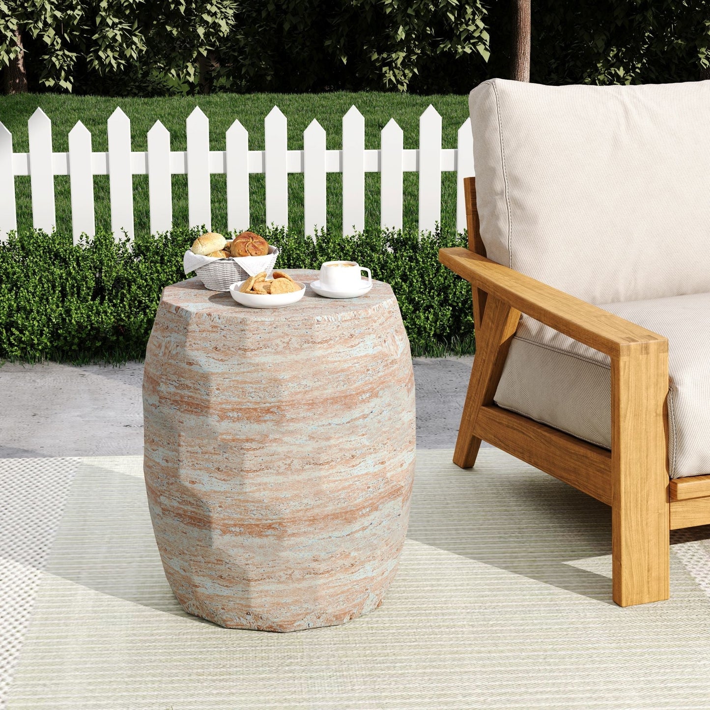 Travertine Lightweight Concrete Side Table