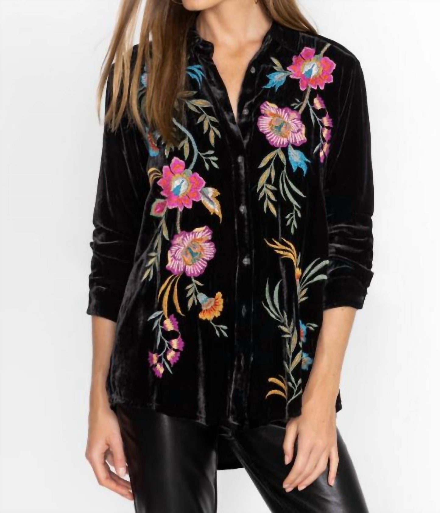 Johnny Was - Women's Sidonia Velvet Oversized Pleat Shirt