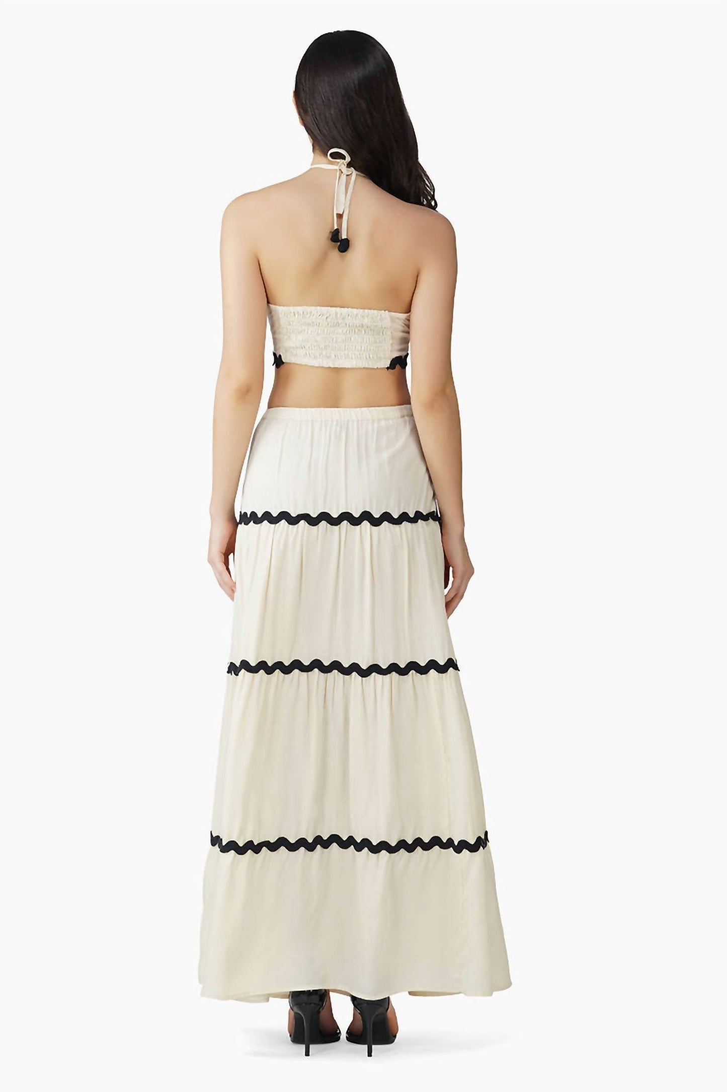America & Beyond - Ric-rac Halter Top & Tiered Skirt Set