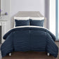 Chic Home Kaiah 2 Piece Comforter Set Contemporary Striped Ruched Ruffled Design Twin/Twin XL Navy