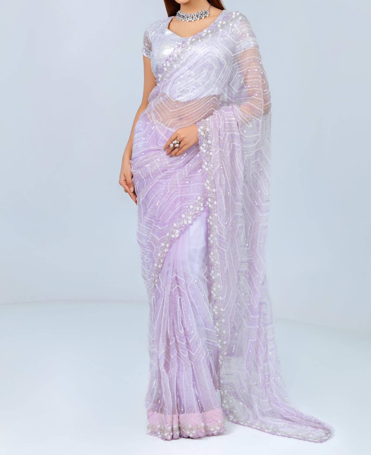 Zaalima Fashion - Organza Saree Sequin Embellished Glam