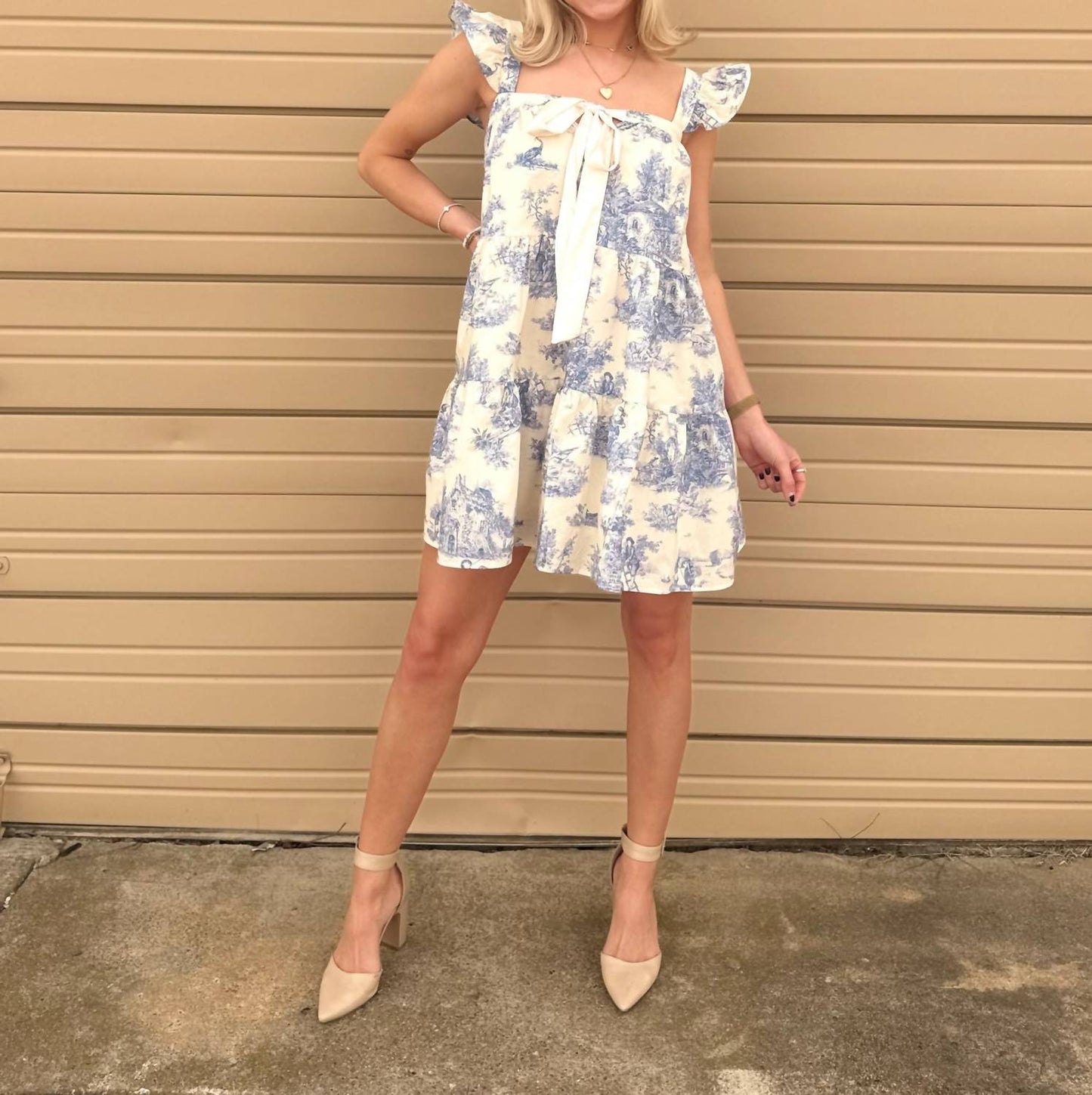 Aureum - Caroline Toile Ruffle Mini Dress