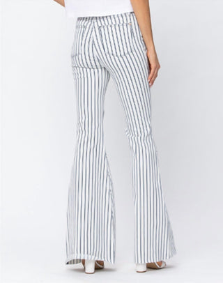 Judy Blue - High Waist White Pin Stripe Super Flare Jeans