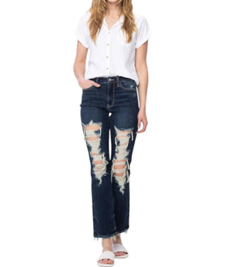 Judy Blue - Heavy Destroyed Straight Leg Jeans
