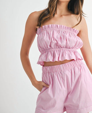 Mable - Fionnuala Stripe Tube Top & Short Set