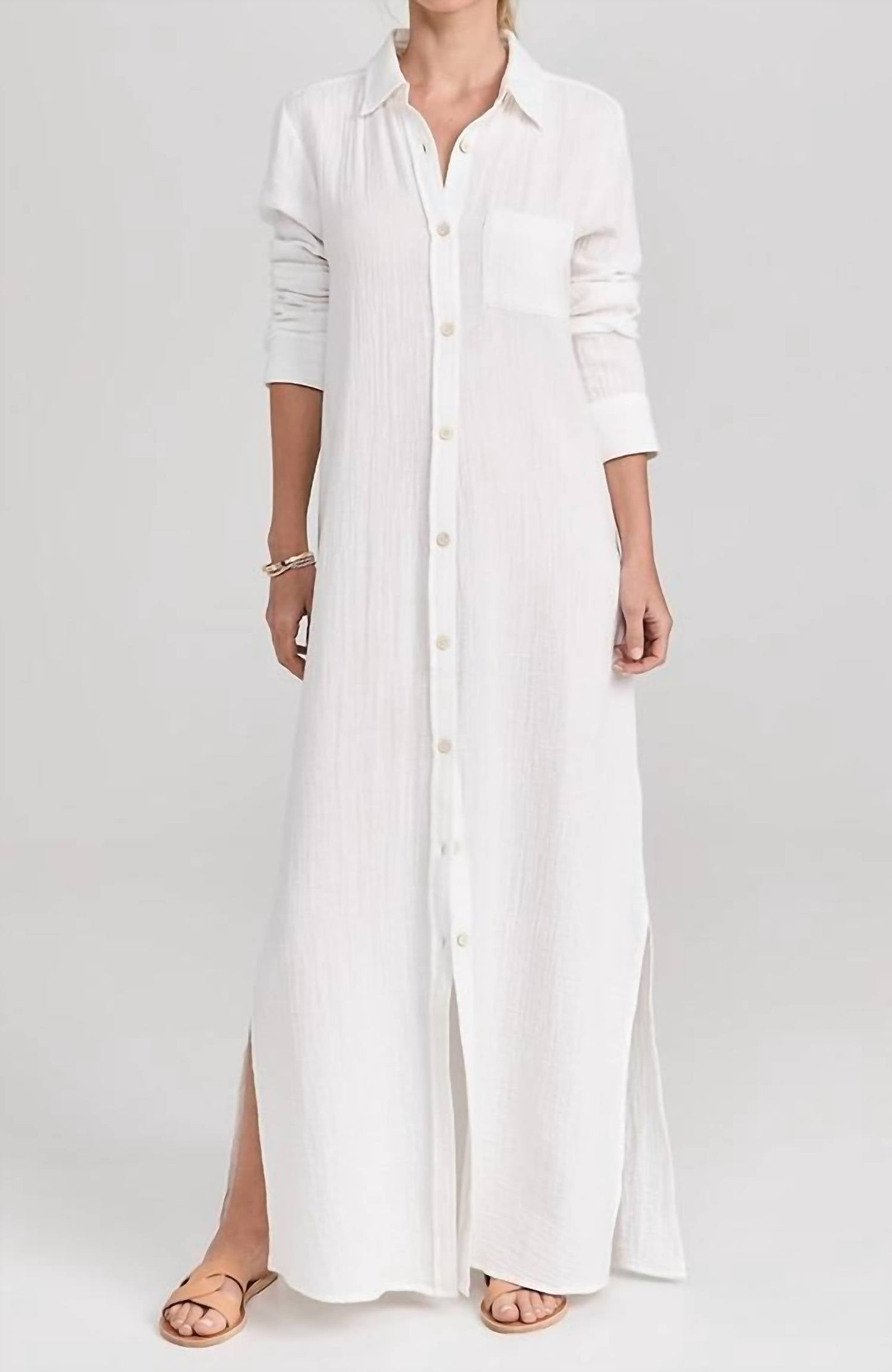Faherty - Dune Cotton Gauze Maxi Shirtdress