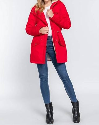 Active Usa - Fleece Lined Fur Hoodie Utility Jacket