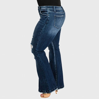 Petra153 - Hole-y Flare Jeans - Plus
