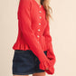 &Merci - Catch My Charm Ruffle Hem Sweater Cardigan