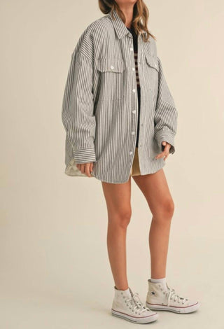 Klesis - Striped Padded Oversized Shacket