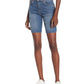 7 For All Mankind - High Rise Raw Hem Bermuda Denim Shorts