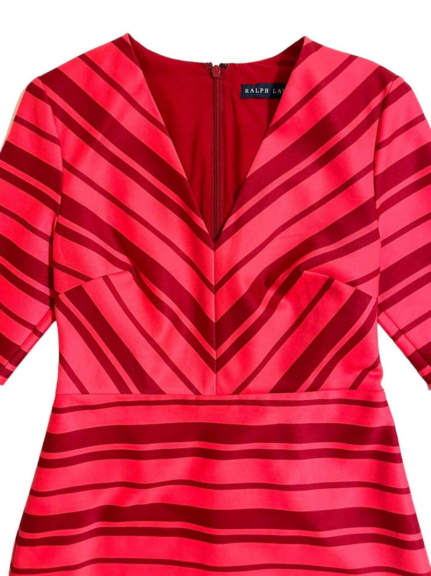 Ralph Lauren - Women's Striped V-neck A Line Dress