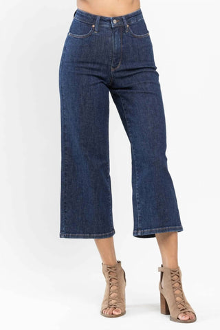 Judy Blue - Tummy Control Tailored Crop Wide Leg Jean