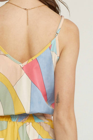 Entro - Geometric Print Tank Jogger Jumpsuit