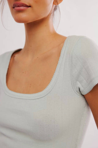 Free People - End Game Pointelle Baby Tee