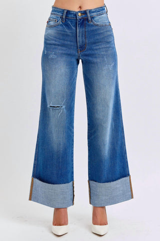 Judy Blue - Cuffed Retro Wide Leg Jeans