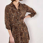 Apricot - Women's Leopard Crepe Belted Dress