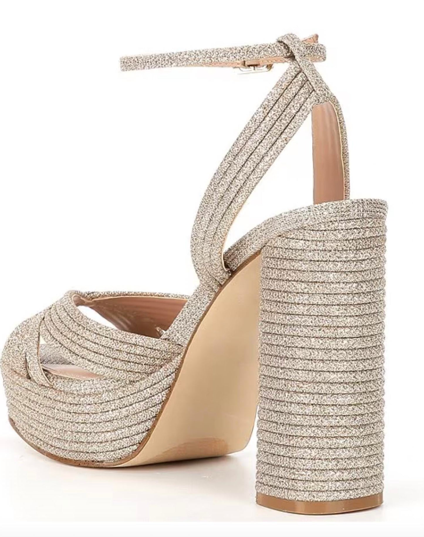 Steve Madden - Women's Ankle Strap Glitter Platform Heel