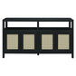 TREXM Bohemian Style Rattan Buffet Storage Cabinet with Solid Wood Frame