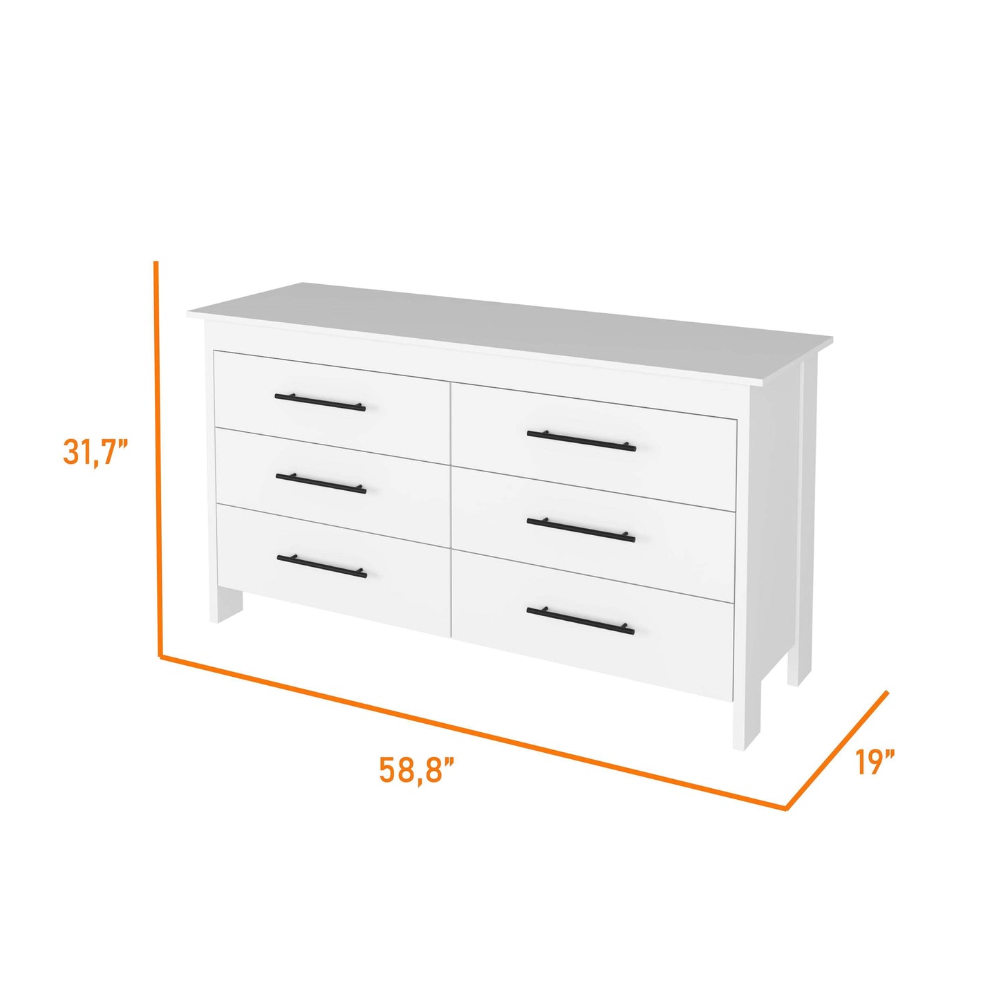 Canaan 2-Piece Bedroom Set, Armoire + Dresser, White