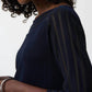 Joseph Ribkoff - Boat Neck Mesh Details Quarter Sleeves Sweater Top