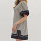 Entro - Stripe Split Collar Mini Dress