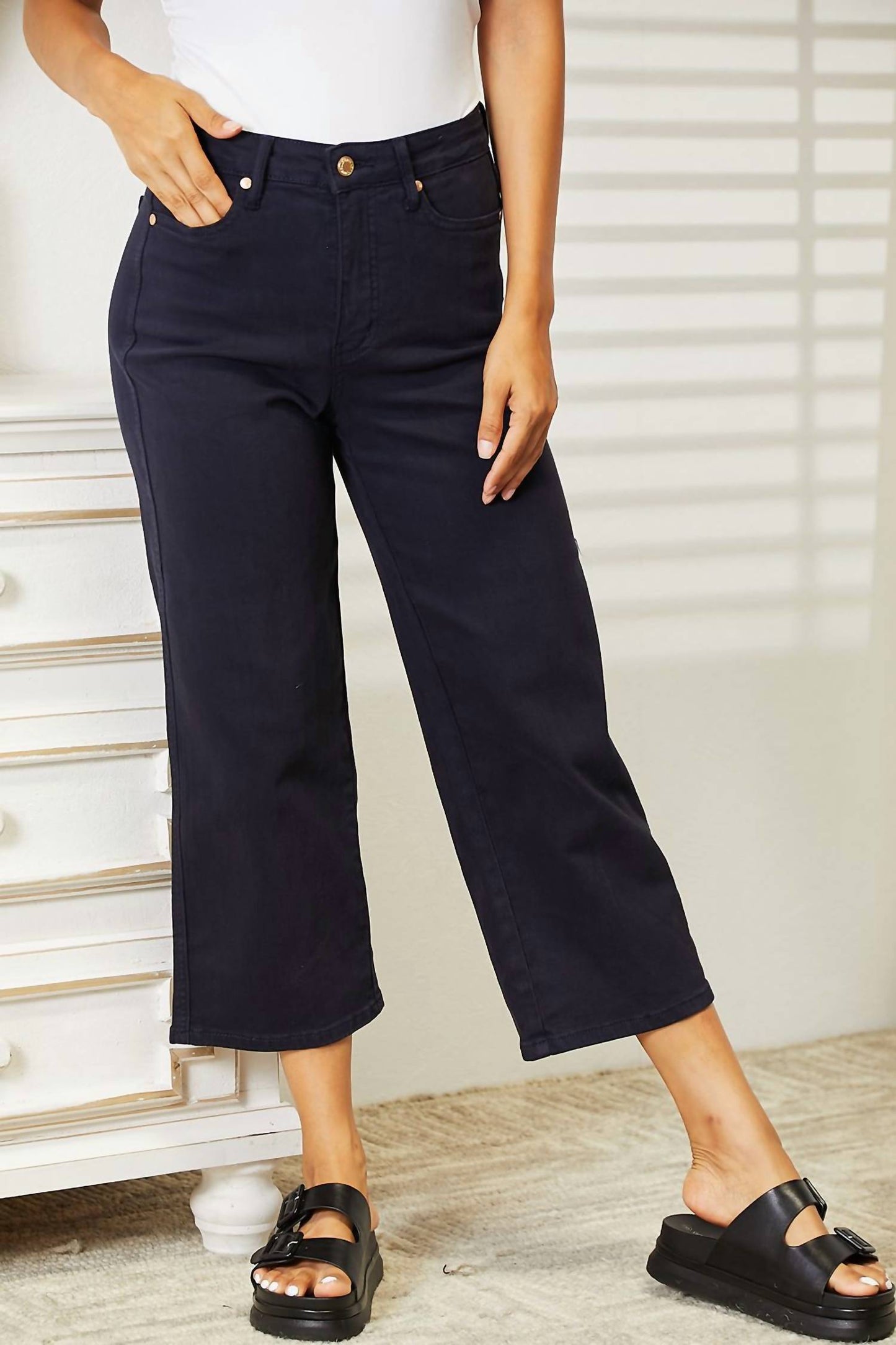 Judy Blue - High Waist Tummy Control Wide Crop Leg Jeans