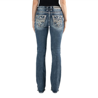 Rock Revival - Stephano Faux Flap Boot Cut Distressed Jean - "34 Inseam